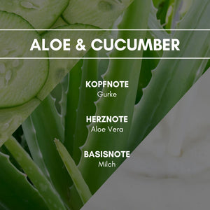 Raumduft "Aloe & Cucumber": Die natürlich sommerliche Harmonie zwischen beiden Duftnoten verleiht durch die kühl wirkende Gurke den gewissen Frischekick.