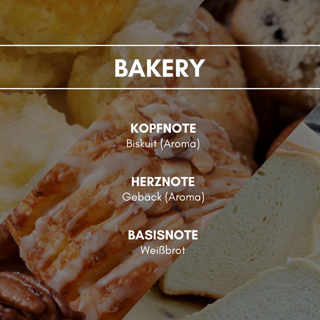 Raumduft "Bakery": Frische Brötchen, frisch gebackener Kuchen und weitere süße Backwaren verfeinern diesen knackigen Bäckerei-Duft.