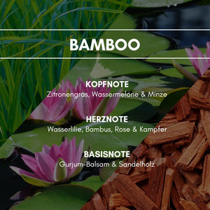 Raumduft "Bamboo": Der exotische, leicht holzige und süßliche Wohlgeruch von Bambus wird unterstrichen von dem sanften, zitrischen Ton von Zitronengras.
