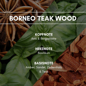 Raumduft "Borneo Teak Wood" für AromaStreamer® 360 Eine orientalisch exotische Duftkomposition, verlockend durch eine balsamische Sandelholznote und die extravagante Teakholznuance.