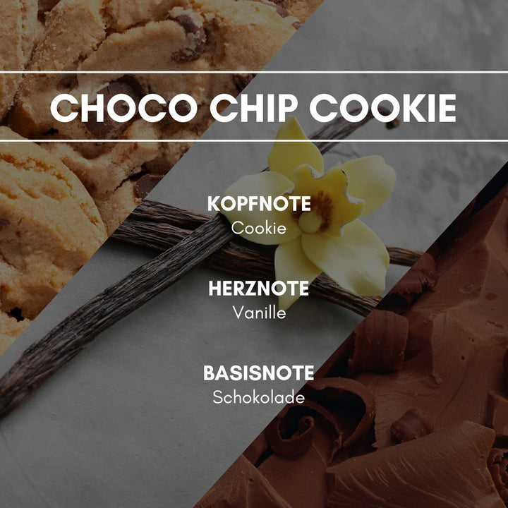 Raum- & Autospray Choco Chip Cookies: Wir lassen die Herzen von Cookie-Liebhaber höher schlagen! Du magst den Duft von frisch gebackenen Keksen, aber hast keine Lust zu backen? Dann versprühe unseren Choco Chip Cookies Duft und werde zum Krümelmonster. Mit einem Topping von süß herben Schokodrops und der traumhaften Kombination aus süßlichen Vanillearoma & einem Hauch von cremigen Karamell lassen die Herzen von Cookie-Liebhabern höher schlagen.