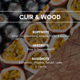 Raumduft "Cuir & Wood": Leder und Holz in einem Duft vereint. Ein kräftiges und ausdrucksstarkes Ambiente für Ihre Räume.