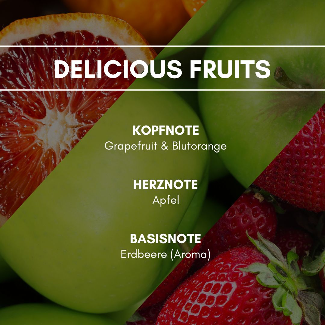 Delicious Fruit: Grapefruit, Apfel und Erdbeere werden mit einem Hauch von Orange zu einer fruchtigen Komposition vereint.