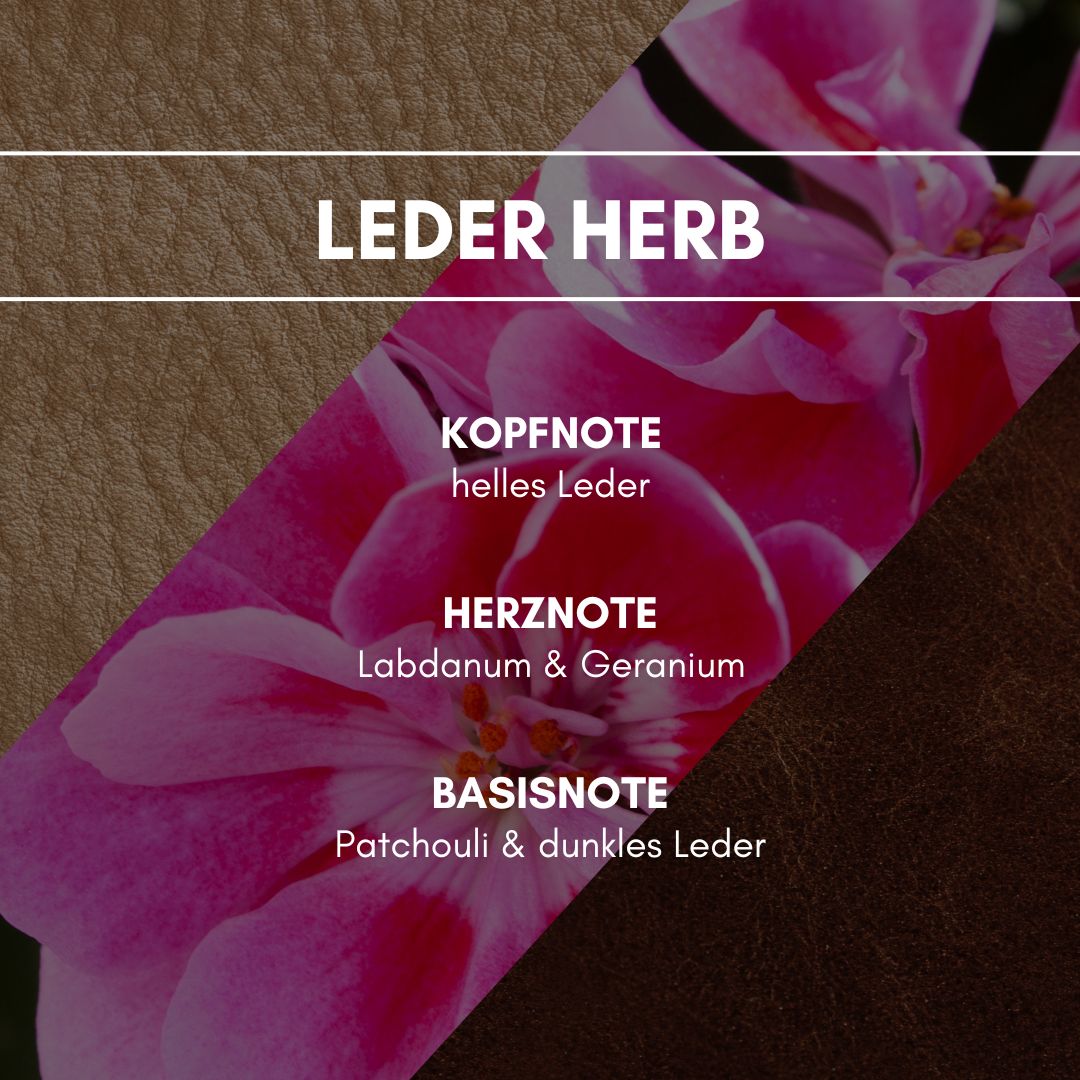 Raumduft "Leder Herb": Mit seiner leicht herben Note verleiht dieser Duft Räumen ein besonderes Ambiente.
