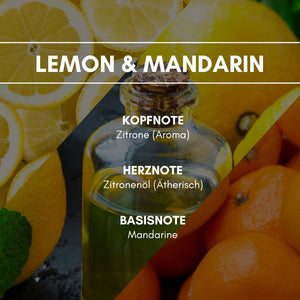 Raumduft "Lemon & Mandarin": Eine fruchtig frische Umarmung saftiger Mandarinen und spritziger Zitronen.