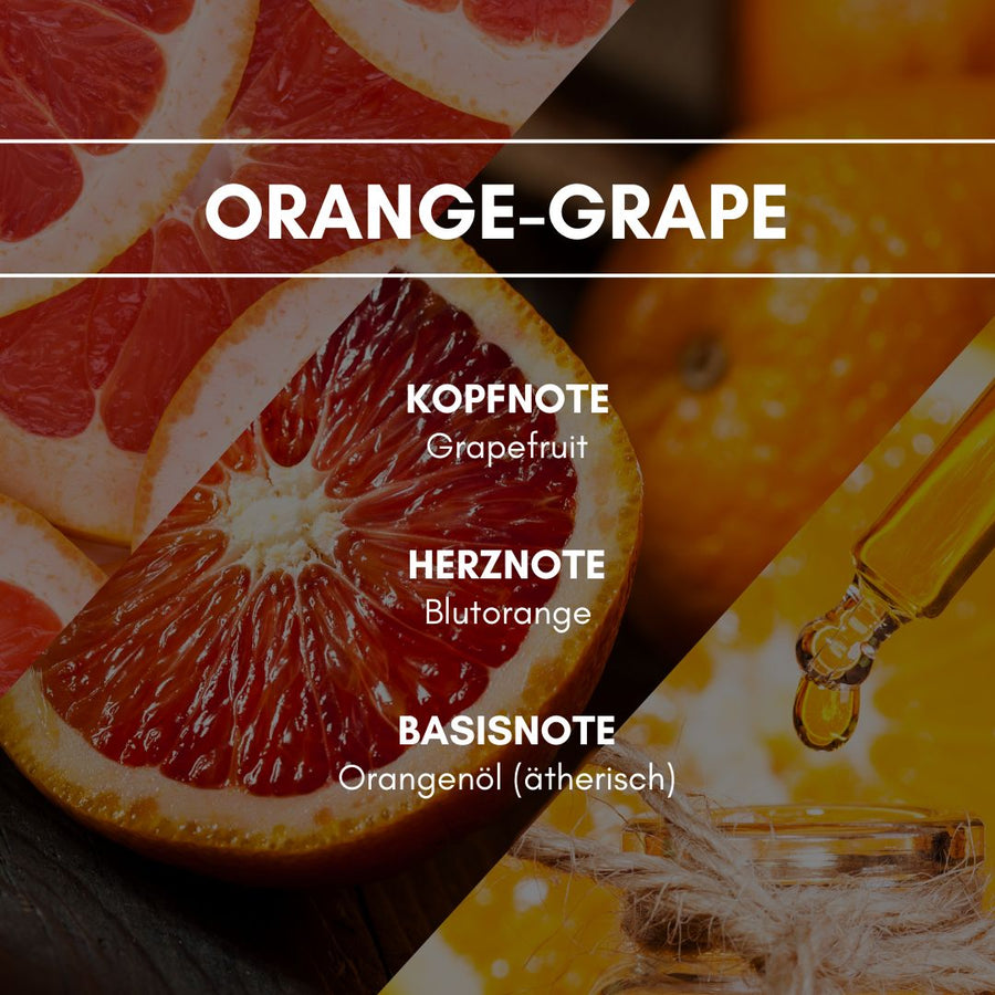 Raumduft "Orange-Grape": Der süße Duft saftiger Orangen wird berührt durch eine leicht herbe Prise aromatischer Grapefruits.