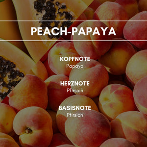 Raumduft "Peach Papaya": Eine Konstellation aus inspirierenden Klängen von Pfirsich und exotischen Aromen der Papaya.