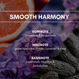 Raumduft "Smooth Harmony": Grüne Hyazinthe und Lavendel, vermischt mit frisch fruchtigen und grünen Aspekten durch Grapefruit und Zedernholz, wirken sehr beruhigend und entspannend.