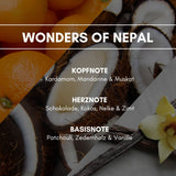 Raumduft "Wonders of Nepal": Karibik trifft auf Orient. Kokos, Schokolade und Moschus vermischen sich zu einem ganz besonderen Duft, der jeden Raum versüßt.