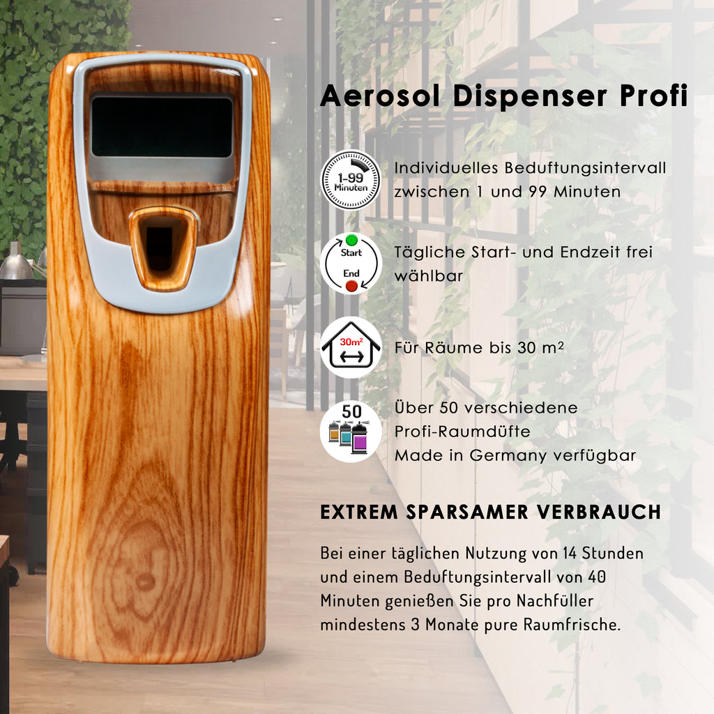 Aerosol Dispenser Wood mit KeyFacts